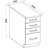 Meuble bas 4 tiroirs avec plan de travail - Gris mat - L 40 x P 51,6 x
