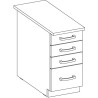 Meuble bas 4 tiroirs avec plan de travail - Gris mat - L 40 x P 51,6 x