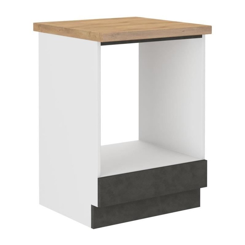 Meuble bas pour four encastrable avec plan de travail - Gris mat - L 6