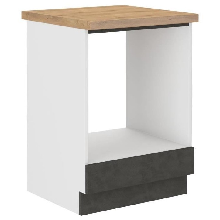 Meuble bas pour four encastrable avec plan de travail - Gris mat - L 60 x P 51,6 x H 85 cm - LASSEN Meuble bas pour four encastrable avec plan de travail - Gris mat - L 60 x P 51,6 x H 85 cm - LASSEN
