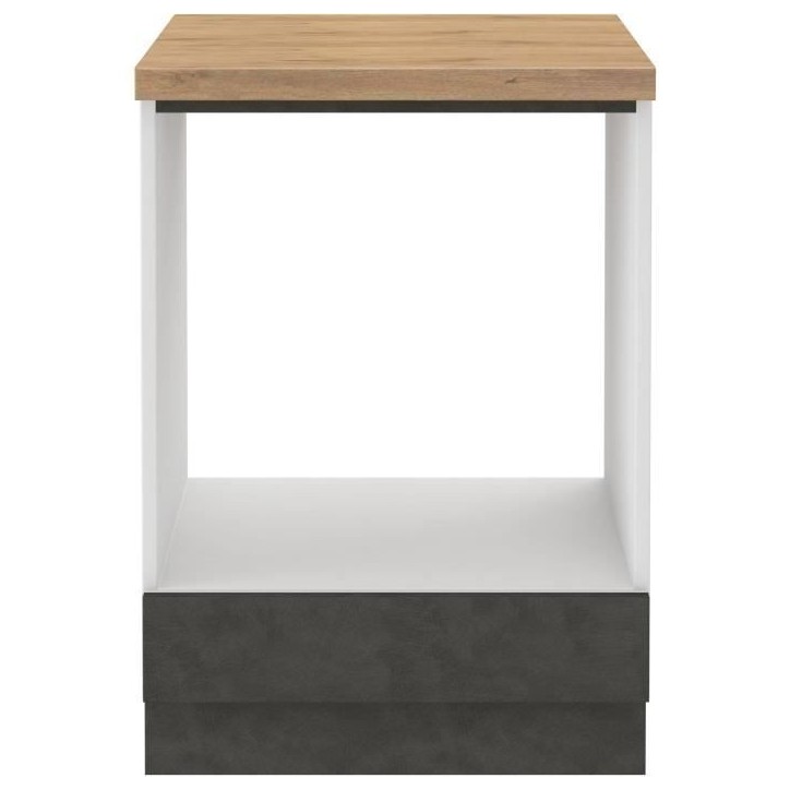 Meuble bas pour four encastrable avec plan de travail - Gris mat - L 60 x P 51,6 x H 85 cm - LASSEN Meuble bas pour four encastrable avec plan de travail - Gris mat - L 60 x P 51,6 x H 85 cm - LASSEN
