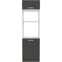 Meuble colonne four 2 portes battantes - Gris - L 60 x P 57 x H 210 cm