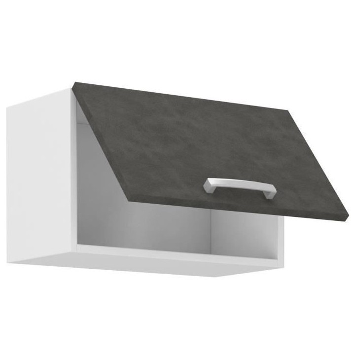 Meuble hotte porte basculante - Gris mat - L 60 x 31,6 x H 36 cm - LASSEN Meuble hotte porte basculante - Gris mat - L 60 x 31,6 x H 36 cm - LASSEN