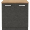 Meuble bas 2 portes battantes avec plan de travail - Gris mat - L 80 x