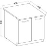 Meuble bas 2 portes battantes avec plan de travail - Gris mat - L 80 x