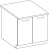 Meuble bas 2 portes battantes avec plan de travail - Gris mat - L 80 x