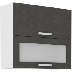 Meuble haut 2 portes basculantes - L 80 x P 31,6 x H 72 - Gris mat - L