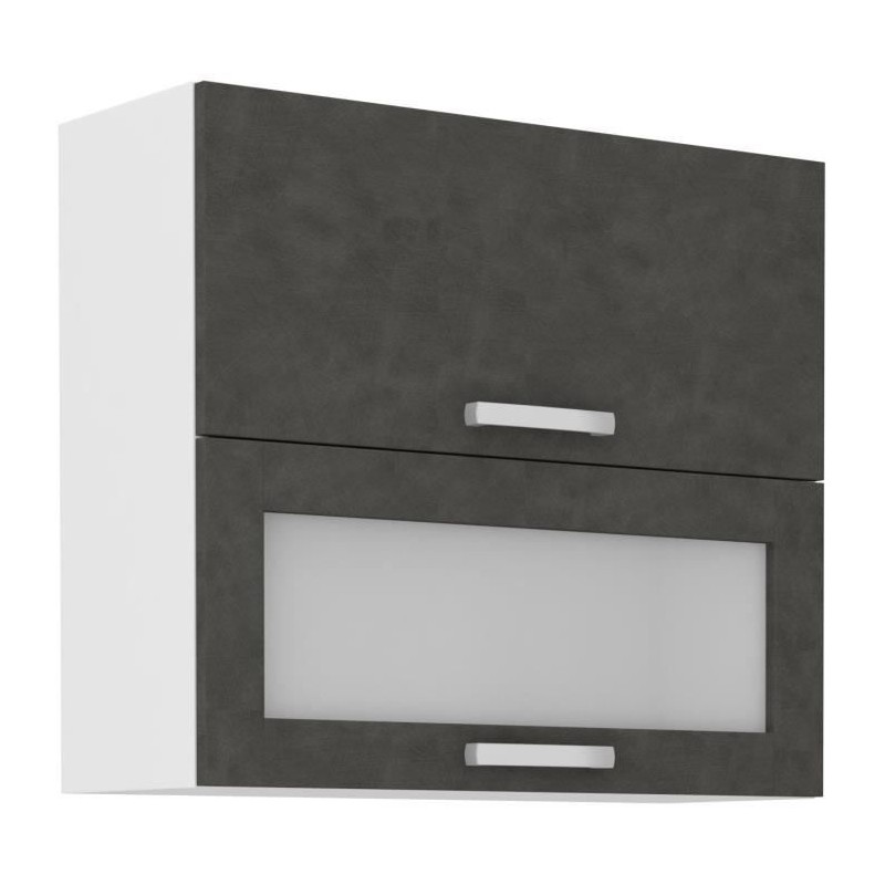 Meuble haut 2 portes basculantes - L 80 x P 31,6 x H 72 - Gris mat - L Meuble haut 2 portes basculantes - L 80 x P 31,6 x H 72 - Gris mat - L