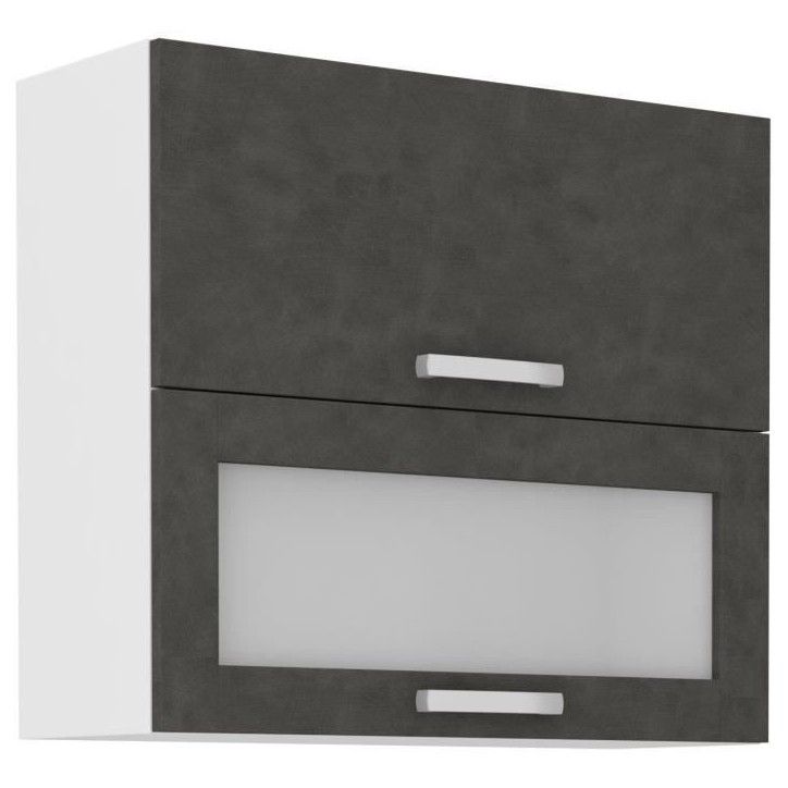 Meuble haut 2 portes basculantes - L 80 x P 31,6 x H 72 - Gris mat - LASSEN Meuble haut 2 portes basculantes - L 80 x P 31,6 x H 72 - Gris mat - LASSEN