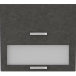 Meuble haut 2 portes basculantes - L 80 x P 31,6 x H 72 - Gris mat - L