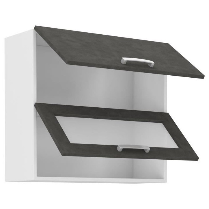 Meuble haut 2 portes basculantes - L 80 x P 31,6 x H 72 - Gris mat - LASSEN Meuble haut 2 portes basculantes - L 80 x P 31,6 x H 72 - Gris mat - LASSEN