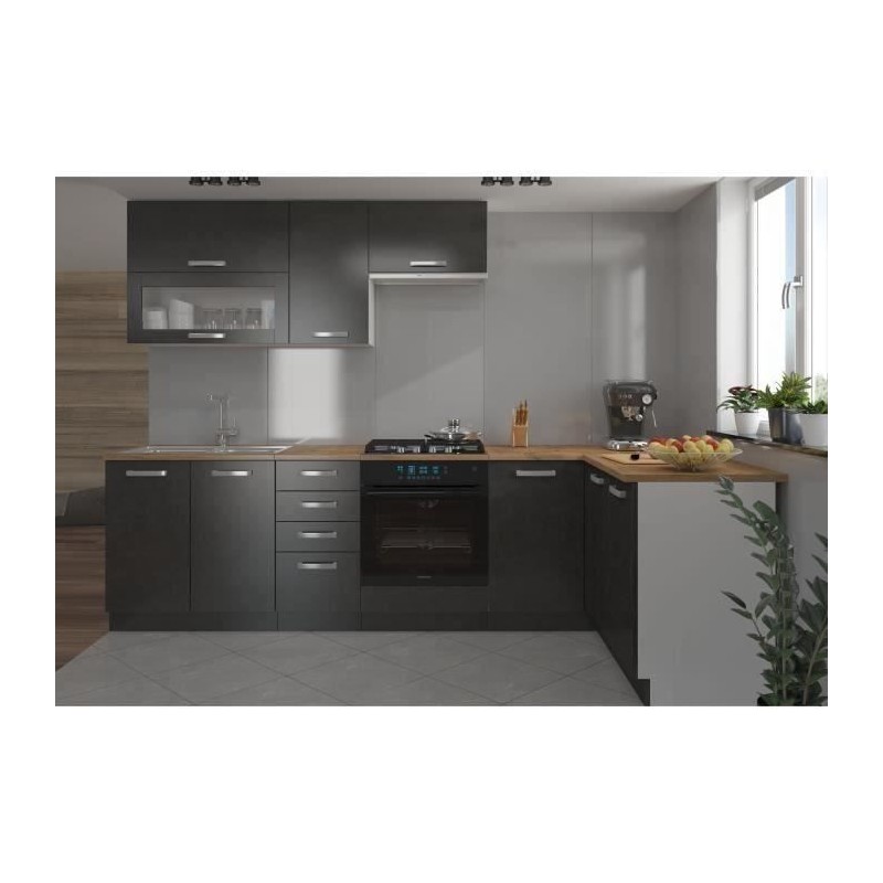 LASSEN Cuisine complete d'angle 240x165 cm avec plan de travail - Angl LASSEN Cuisine complete d'angle 240x165 cm avec plan de travail - Angl