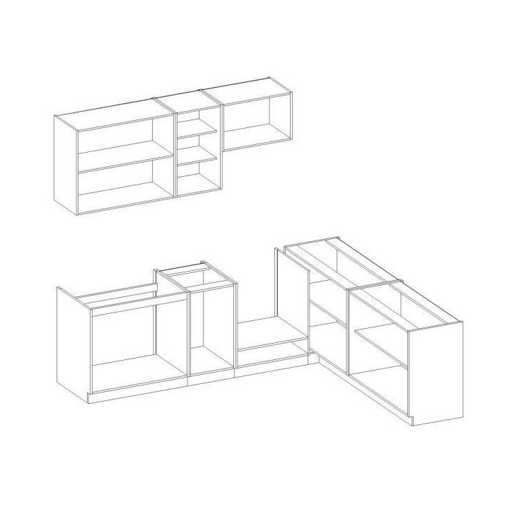 LASSEN Cuisine complete d'angle 240x165 cm avec plan de travail - Angles réversible - 8 éléments - Gris Matera LASSEN Cuisine complete d'angle 240x165 cm avec plan de travail - Angles réversible - 8 éléments - Gris Matera