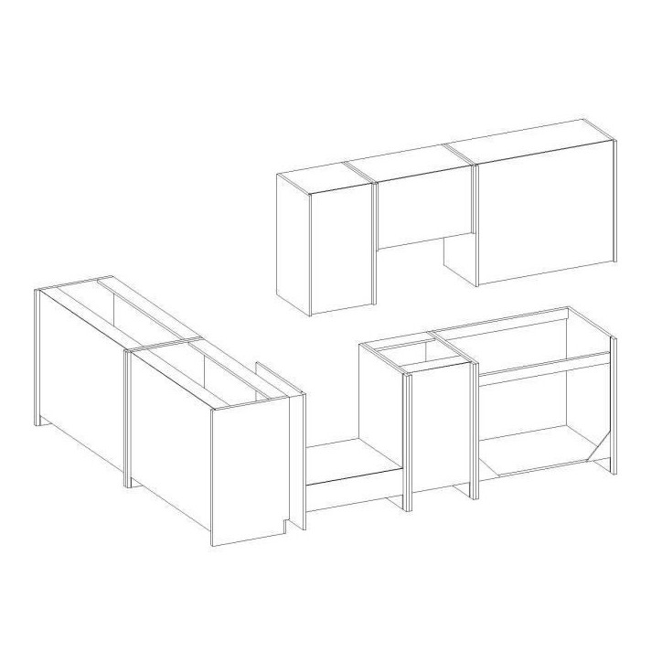 LASSEN Cuisine complete d'angle 240x165 cm avec plan de travail - Angles réversible - 8 éléments - Gris Matera LASSEN Cuisine complete d'angle 240x165 cm avec plan de travail - Angles réversible - 8 éléments - Gris Matera