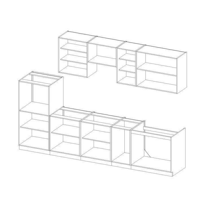 LASSEN Cuisine complete L 300 cm avec demi-colonne four et hotte - Décor chene sonoma