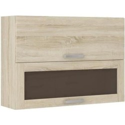 Meuble haut vitré 2 portes basculantes - L 80 x P 31,6 x H 72 - Déco
