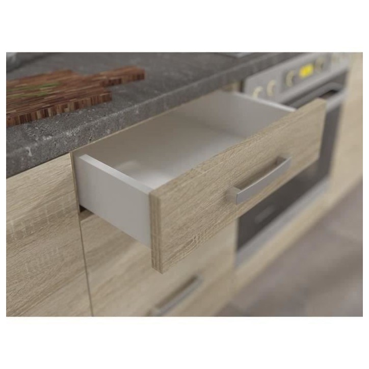Meuble haut vitré 2 portes basculantes - L 80 x P 31,6 x H 72 - Décor chene sonoma - LASSEN Meuble haut vitré 2 portes basculantes - L 80 x P 31,6 x H 72 - Décor chene sonoma - LASSEN