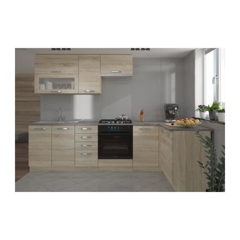LASSEN Cuisine complete d'angle 240x165 cm avec plan de travail - Angl LASSEN Cuisine complete d'angle 240x165 cm avec plan de travail - Angl