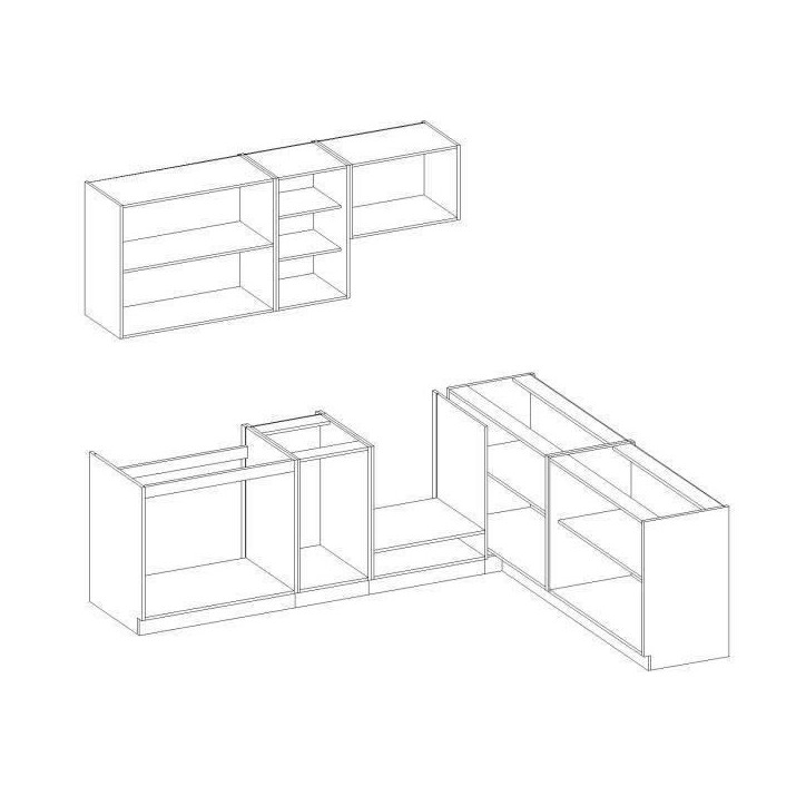 LASSEN Cuisine complete d'angle 240x165 cm avec plan de travail - Angle réversible - Décor chene sonoma