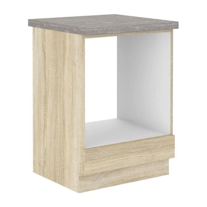 Meuble bas pour four encastrable avec plan de travail - Décor chene s Meuble bas pour four encastrable avec plan de travail - Décor chene s