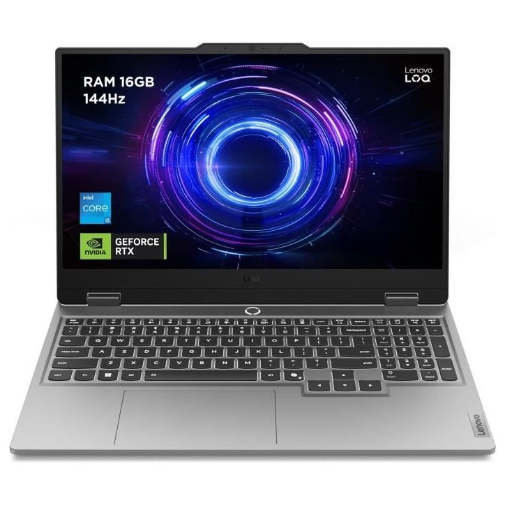 PC portable Gamer LENOVO LOQ 15IRX10 | Sans Windows - 15'' FHD 144hz - Core i5-13450HX - RTX 5060 100W - 16 Go - 512 Go - AZERTY