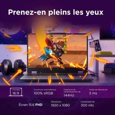 PC portable Gamer LENOVO LOQ 15IRX10 | Sans Windows - 15'' FHD 144hz - Core i5-13450HX - RTX 5060 100W - 16 Go - 512 Go - AZERTY