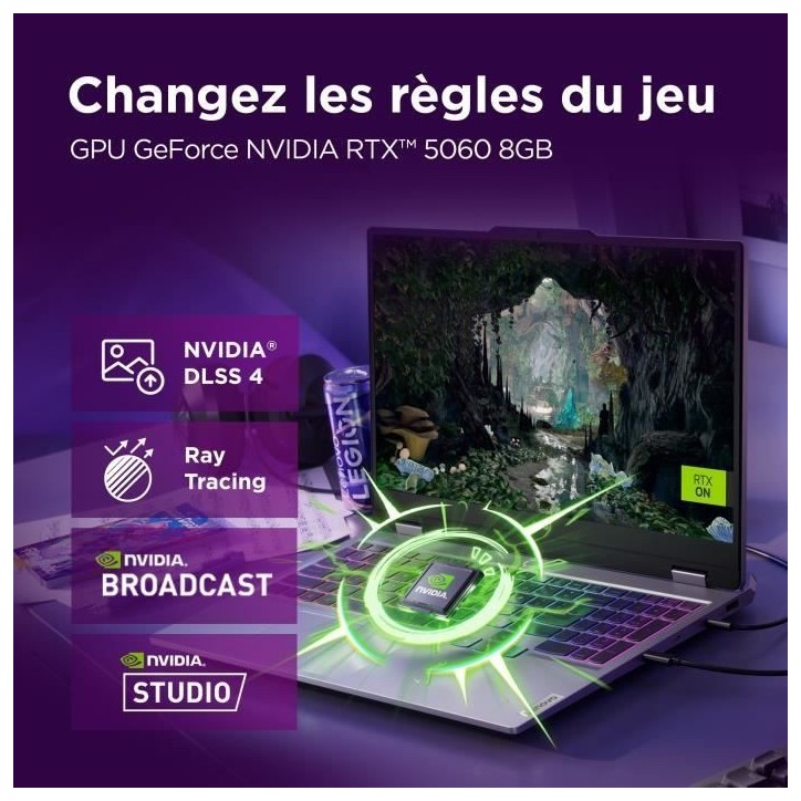 PC portable Gamer LENOVO LOQ 15IRX10 | Sans Windows - 15'' FHD 144hz - Core i5-13450HX - RTX 5060 100W - 16 Go - 512 Go - AZERTY