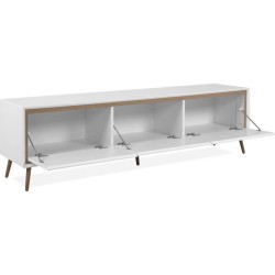 Meuble TV - ARONA - Blanc / Chene artisan - 3 abbatants - 175 x 50 x 3
