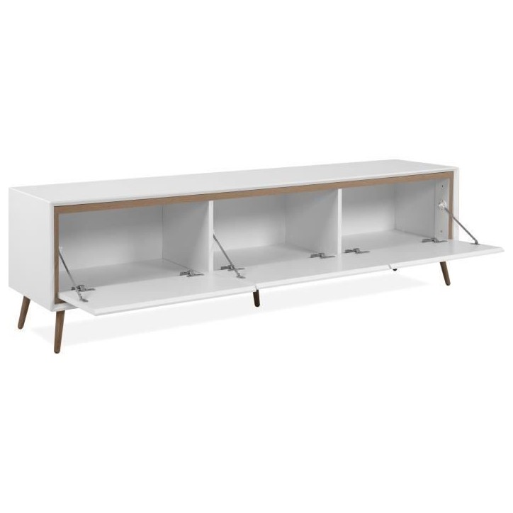 Meuble TV - ARONA - Blanc / Chene artisan - 3 abbatants - 175 x 50 x 38 cm Meuble TV - ARONA - Blanc / Chene artisan - 3 abbatants - 175 x 50 x 38 cm