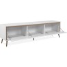 Meuble TV - ARONA - Blanc / Chene artisan - 3 abbatants - 175 x 50 x 3