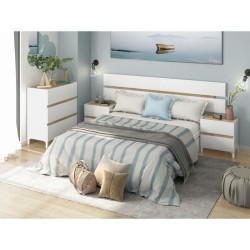Commode 3 tiroirs - Décor chene et blanc - Finition satinée - L79 x