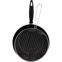 Poele a frire - MENASTYL - 3645749 - En acier émaillé - Noir - 26 cm