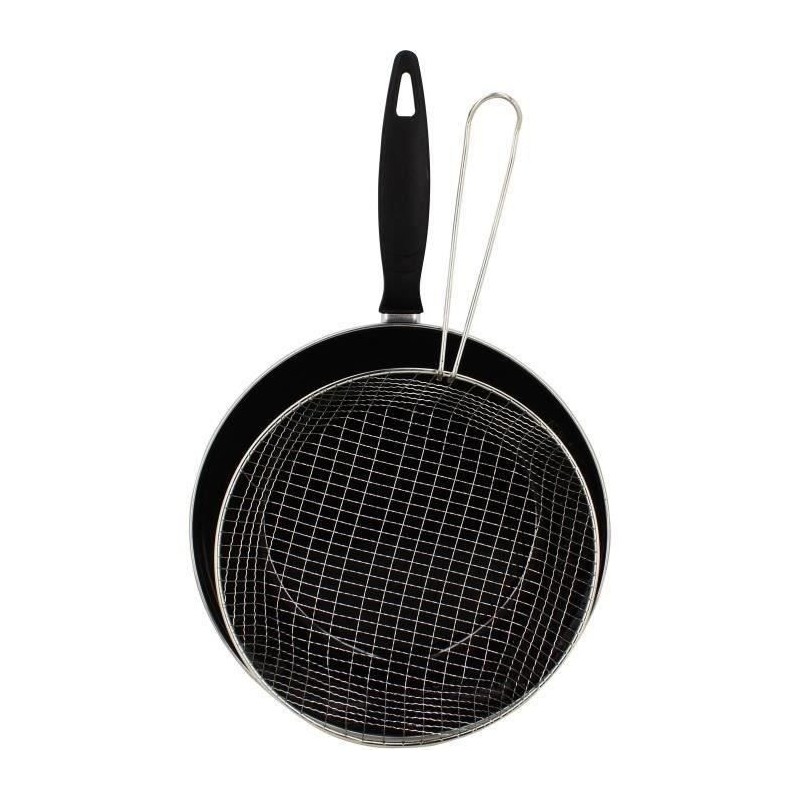 Poele a frire - MENASTYL - 3645749 - En acier émaillé - Noir - 26 cm Poele a frire - MENASTYL - 3645749 - En acier émaillé - Noir - 26 cm