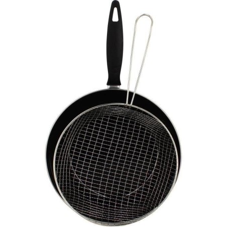 Poele a frire - MENASTYL - 3645749 - En acier émaillé - Noir - 26 cm