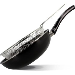 Poele a frire - MENASTYL - 3645749 - En acier émaillé - Noir - 26 cm