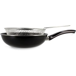 Poele a frire - MENASTYL - 3645749 - En acier émaillé - Noir - 26 cm