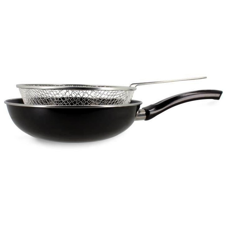 Poele a frire - MENASTYL - 3645749 - En acier émaillé - Noir - 26 cm - Tous feux dont induction Poele a frire - MENASTYL - 3645749 - En acier émaillé - Noir - 26 cm - Tous feux dont induction