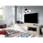 Meuble TV bas - LEBO - Chene / Blanc Brillant - 204 x 42 x 48 cm