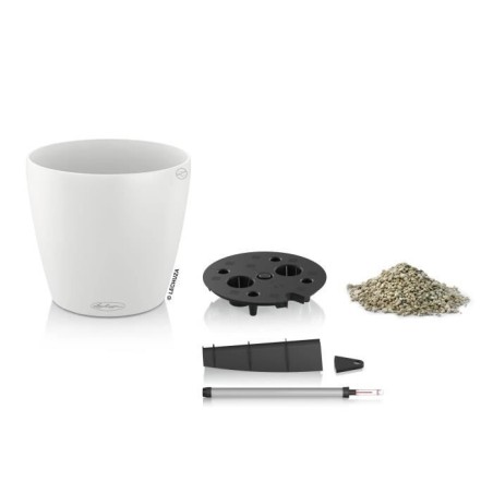 LECHUZA Pot de fleurs Classico Color 43 - All-in-one - Ø 42,0 x 39,5 cm - Kit complet - Blanc - 13230