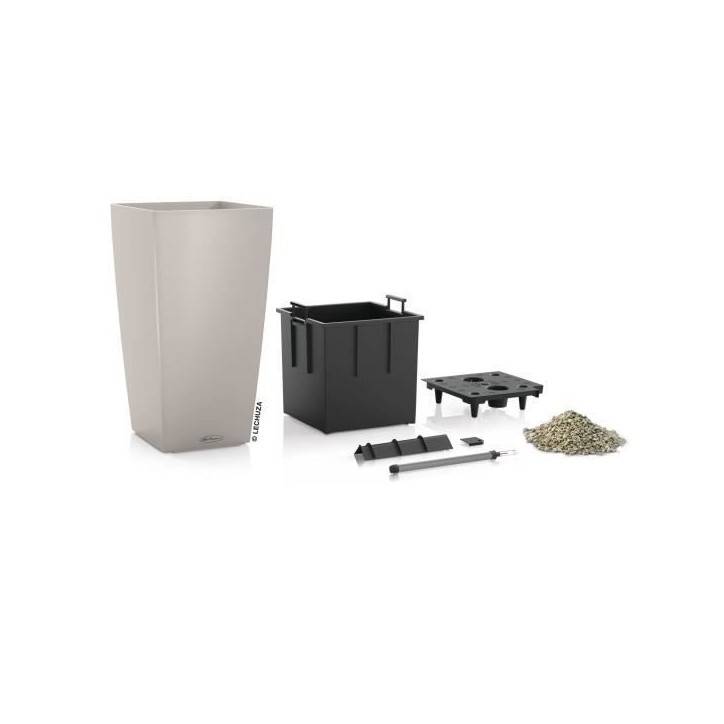 LECHUZA Pot de fleurs - Cubico color 40 - 39,5 x 39,5 x 75,5 cm - 31 L - Kit complet - Brun sable LECHUZA Pot de fleurs - Cubico color 40 - 39,5 x 39,5 x 75,5 cm - 31 L - Kit complet - Brun sable