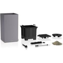 LECHUZA Pot de fleur - CANTO Stone 40 LED - 40 x 40 x 56 cm - Lit Sur