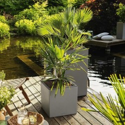 LECHUZA Pot de fleur - CANTO Stone 40 LED - 40 x 40 x 56 cm - Lit Sur