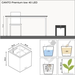 LECHUZA Pot de fleur - Canto Premium Cube 40 - 40 x 40 x 40 cm - Kit c