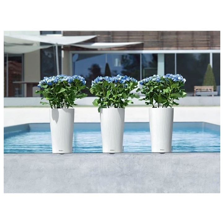 LECHUZA Pot de fleurs - Cilindro color 32 - Ø 32 x 56 cm - 13 L - Kit complet - Blanc LECHUZA Pot de fleurs - Cilindro color 32 - Ø 32 x 56 cm - 13 L - Kit complet - Blanc