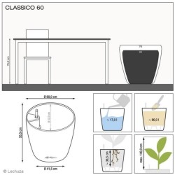 LECHUZA Pot de fleurs - Classico Premium 60 - Ø 60 x 55,5 cm - Kit co