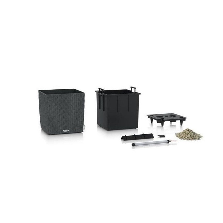 LECHUZA Pot de fleurs - Cube cottage 30 - 29,5 x 29,5 x 30 cm - 12 L - Kit complet - Granit LECHUZA Pot de fleurs - Cube cottage 30 - 29,5 x 29,5 x 30 cm - 12 L - Kit complet - Granit