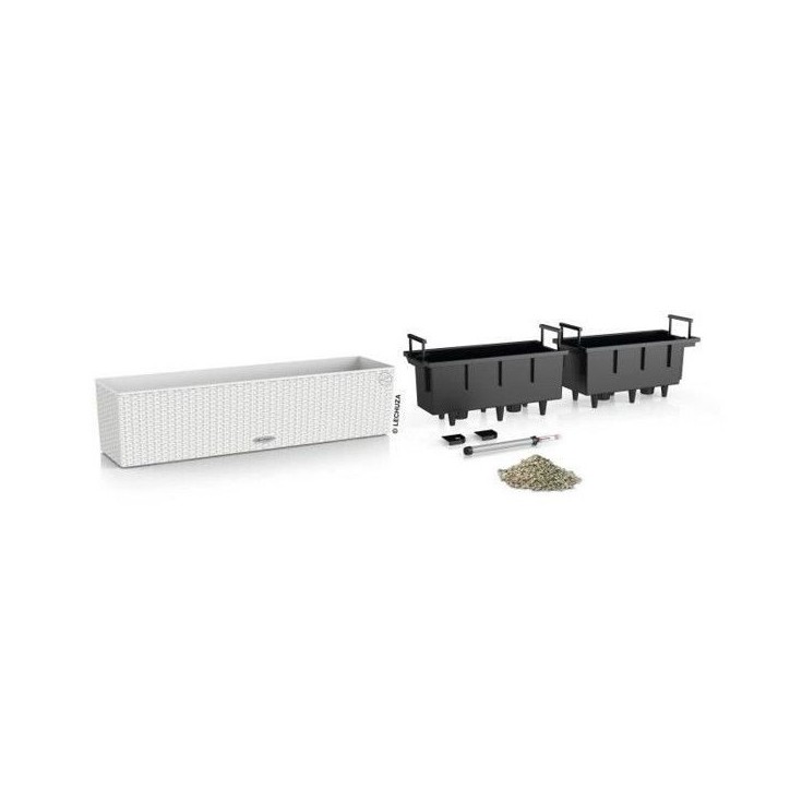 LECHUZA Jardiniere - Balconera cottage 80 - 79 x 19 x 19 cm - 12 L - Kit complet - Blanc LECHUZA Jardiniere - Balconera cottage 80 - 79 x 19 x 19 cm - 12 L - Kit complet - Blanc