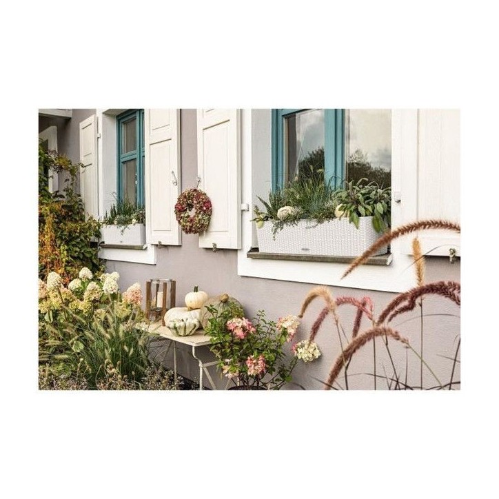 LECHUZA Jardiniere - Balconera cottage 80 - 79 x 19 x 19 cm - 12 L - Kit complet - Blanc LECHUZA Jardiniere - Balconera cottage 80 - 79 x 19 x 19 cm - 12 L - Kit complet - Blanc