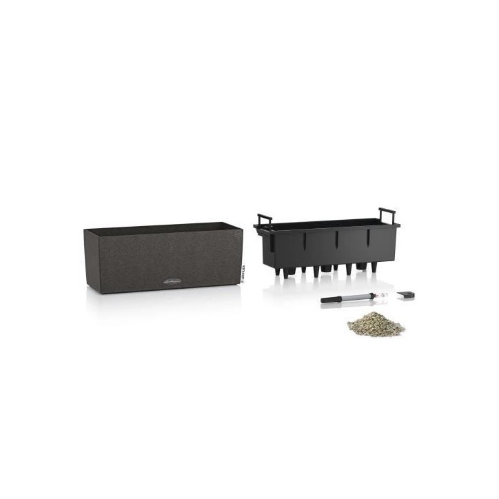 LECHUZA Jardiniere Balconera Stone 50 ALL-IN-ONE - 50 x 19 x 19 cm - Intérieur/Extérieur - Noir LECHUZA Jardiniere Balconera Stone 50 ALL-IN-ONE - 50 x 19 x 19 cm - Intérieur/Extérieur - Noir
