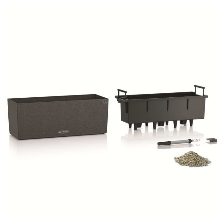 LECHUZA Jardiniere Balconera Stone 50 ALL-IN-ONE - 50 x 19 x 19 cm - Intérieur/Extérieur - Noir LECHUZA Jardiniere Balconera Stone 50 ALL-IN-ONE - 50 x 19 x 19 cm - Intérieur/Extérieur - Noir